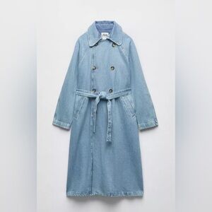 NWT ZARA Belted Denim Trench